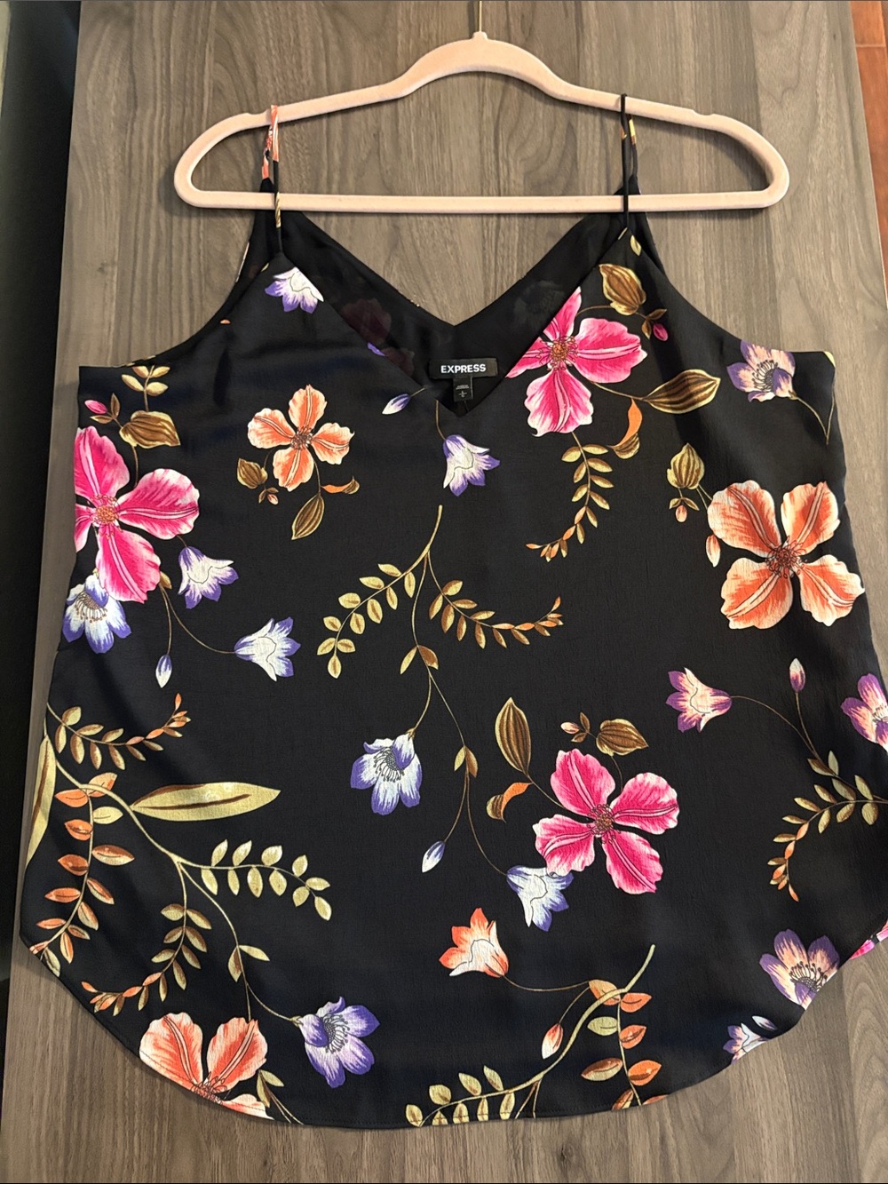Express Black Floral Cami with Pink & Purple Blooms - Picture 11 of 13